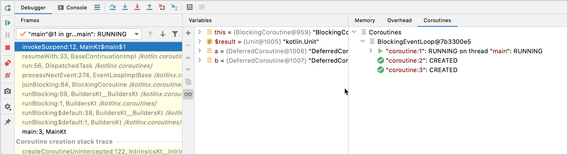 Debug the coroutine