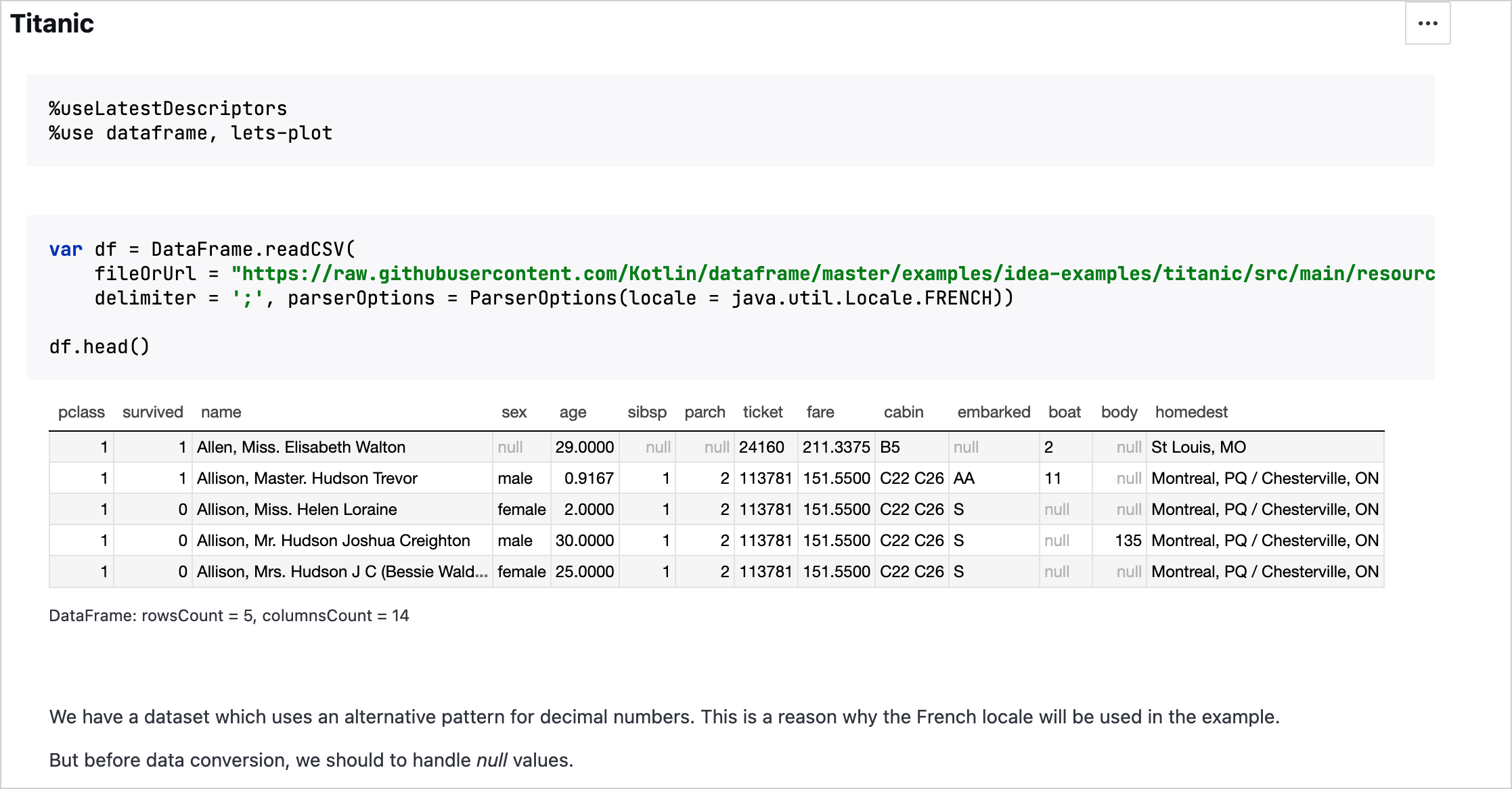 Datalore Notebook example