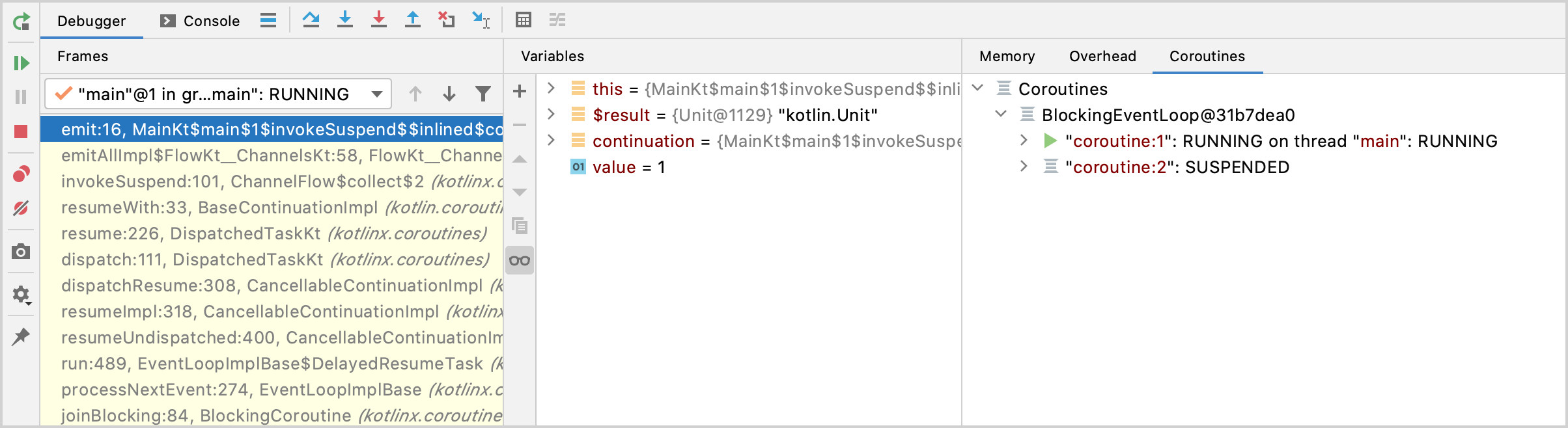 Debugging coroutines